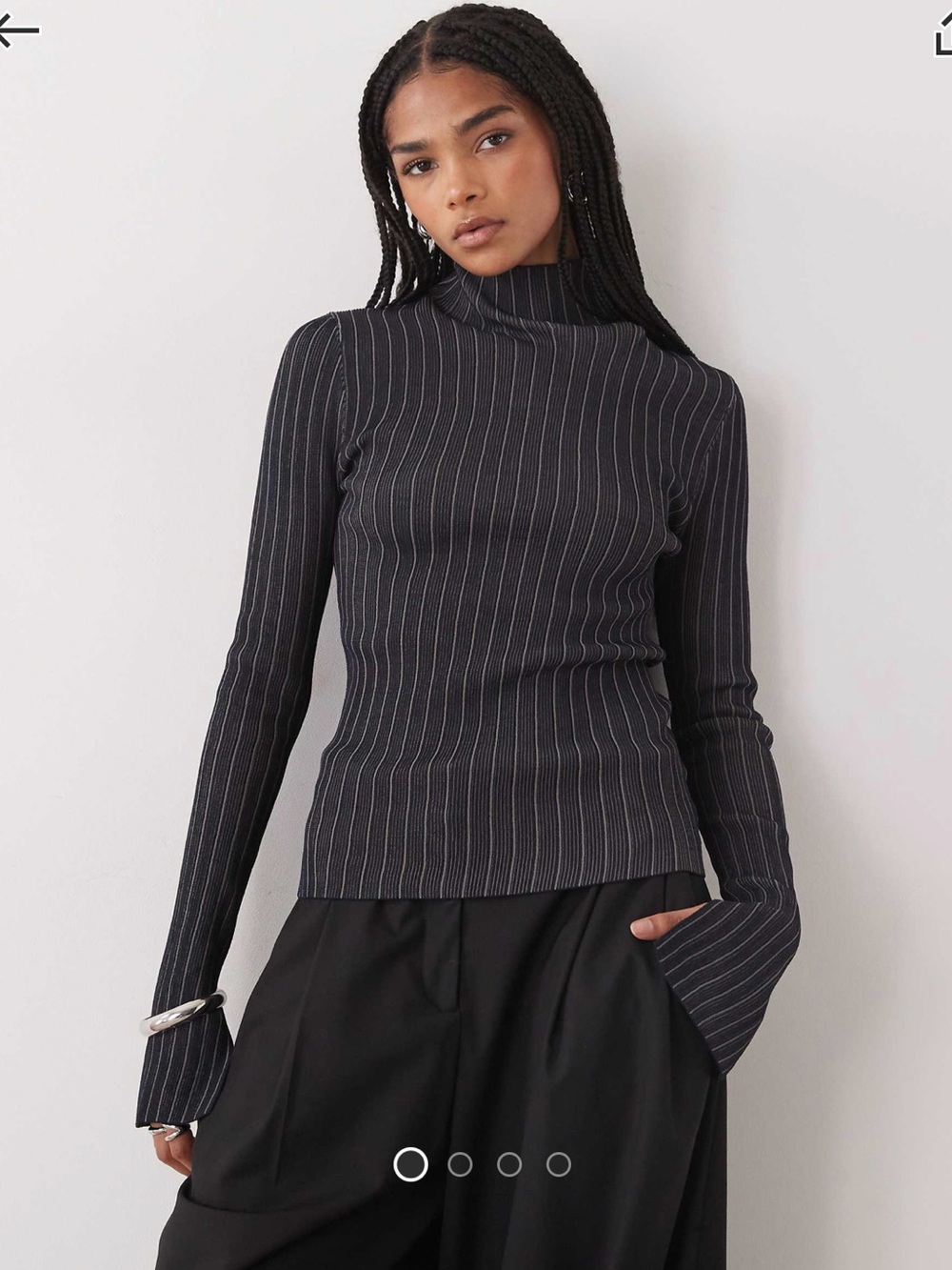 Weekday Navy and White stripe turtleneck Mock Neck Top